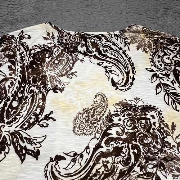 Alfred Dunner Paisley Floral Blouse Womens 1X White Brown 3/4 Sleeve Stretch NWT - Picture 12 of 16